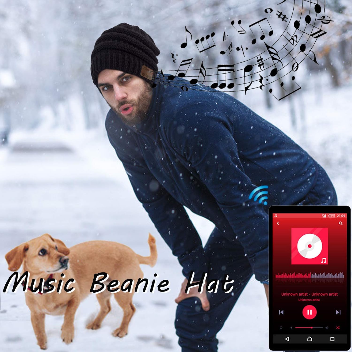 Wireless Music Beanie Hat for Men Women Unisex Winter Warm Soft Knit Cap Beanie with Wireless Headphone Headset Stereo HD Speaker Mic Boys Girls Tech hat - Image 4