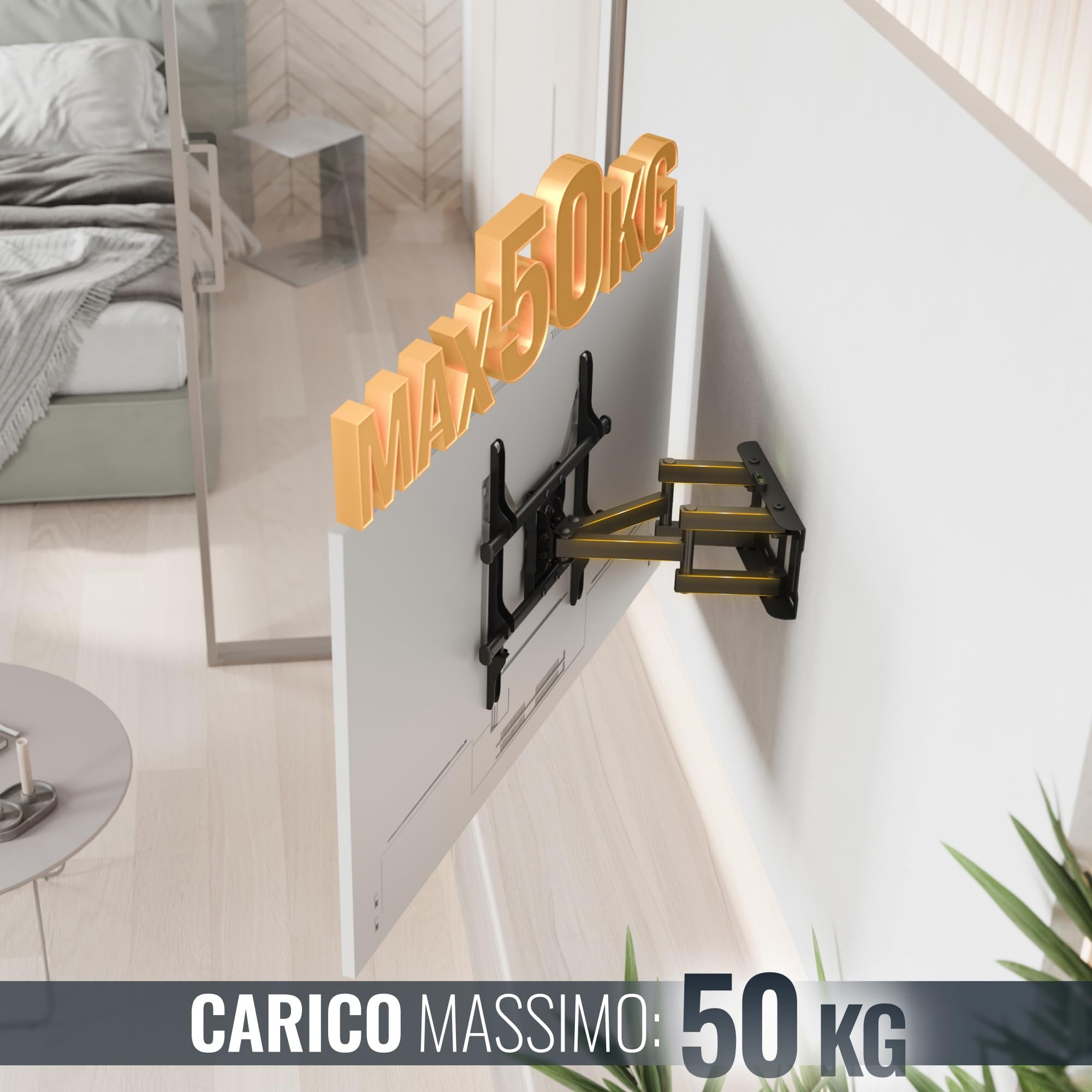 RICOO S7244 Supporto TV da parete Staffa TV 55-65 pollici per 55 60 65 pollici girevole inclinabile fino a 60 kg max VESA 400x400