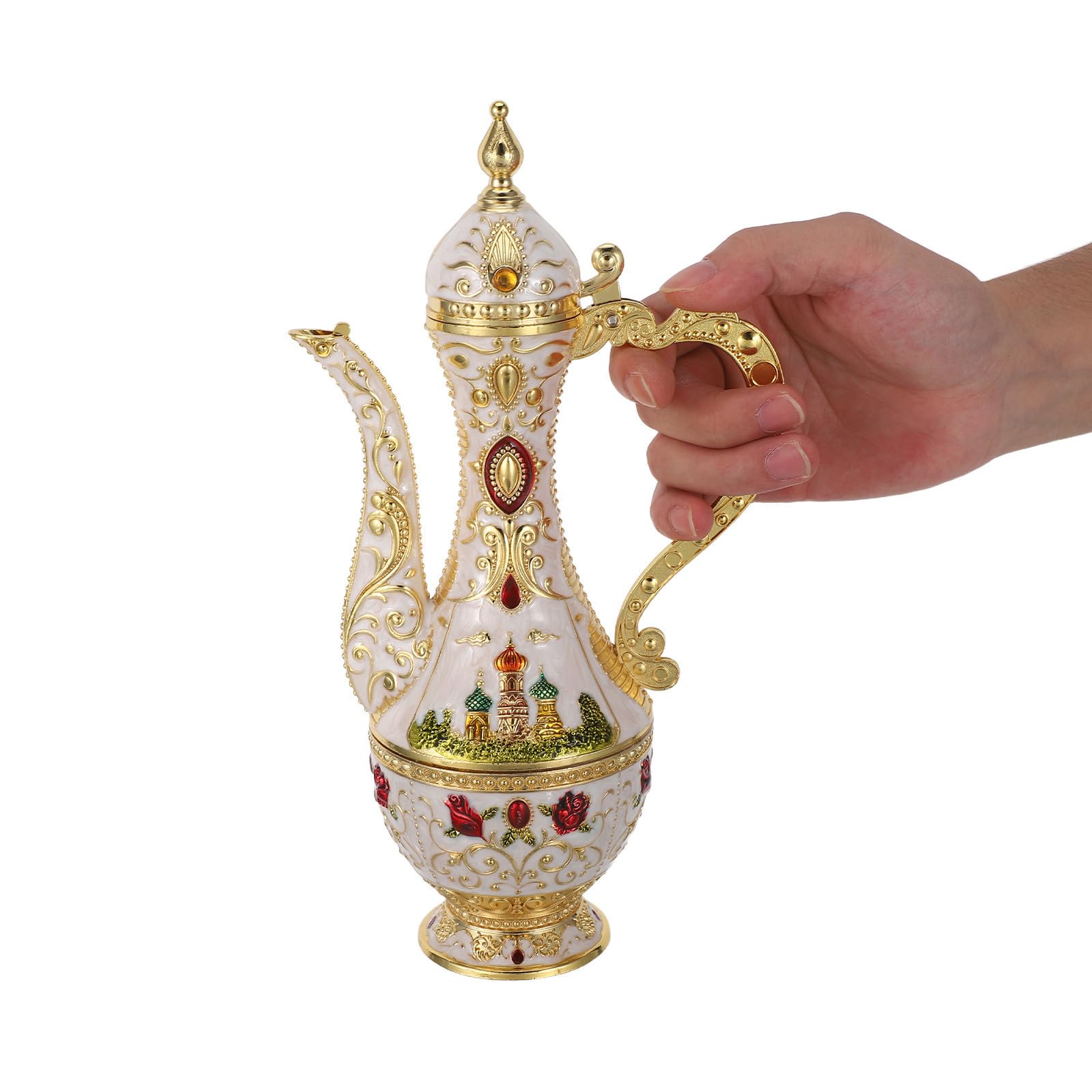 GALPADA Juego de Copas de Vino y Jarra de Café Turco con Diseño Vintage y Castillo, Aleación de Zinc, Presentación Estable para Eventos Festivos y de Té