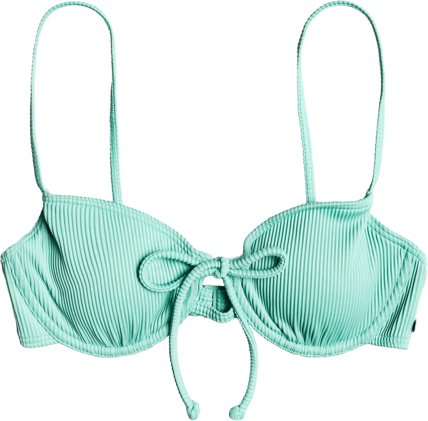 Zbliżenie z przodu view of the Roxy Mind of Freedom Underwire Bikini Top, highlighting the fabric texture and tie detail.
