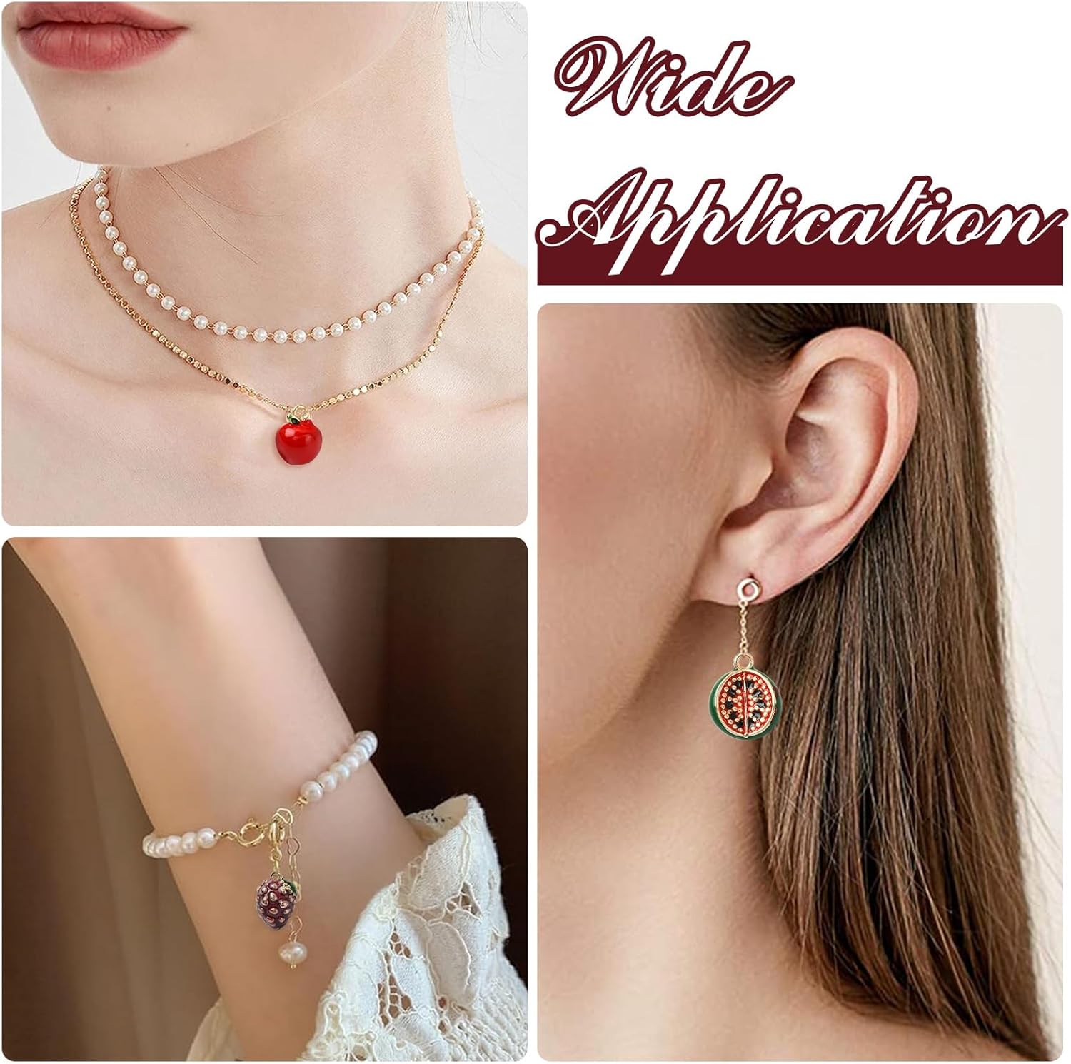 Ornazy 15 pcs 15 Styles Enamel Dangle Fruit Charms Cute 3D Apple Mango Durian Orange Banana Grape Strawberry Pineapple Pitaya Cherry Charms for Jewelry Making Keychains Earrings - Image 7