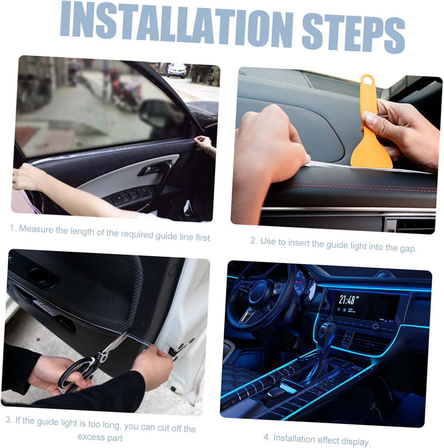 Alipis 1set Flexible Ambient Lighting Led Rope Lights for Car Interior Decoration USB Interface Light Strips for Dashboard Doors Easy Installation No Heat