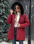 AFFA Women's Winter Warm Fleece Lined Parka Jacket Thickened Drawstring Hooded Sherpa Coat with Detachable Fur