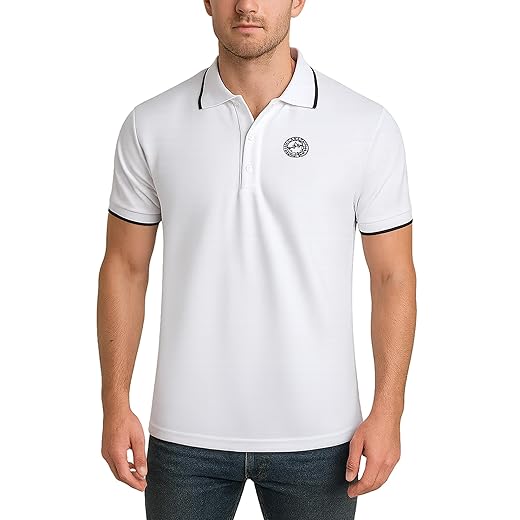 CANADA WEATHER GEAR Camisa polo masculina - polo de desempenho de manga curta elastano com acabamento contrastante na gola (tamanhos: P-2GG)