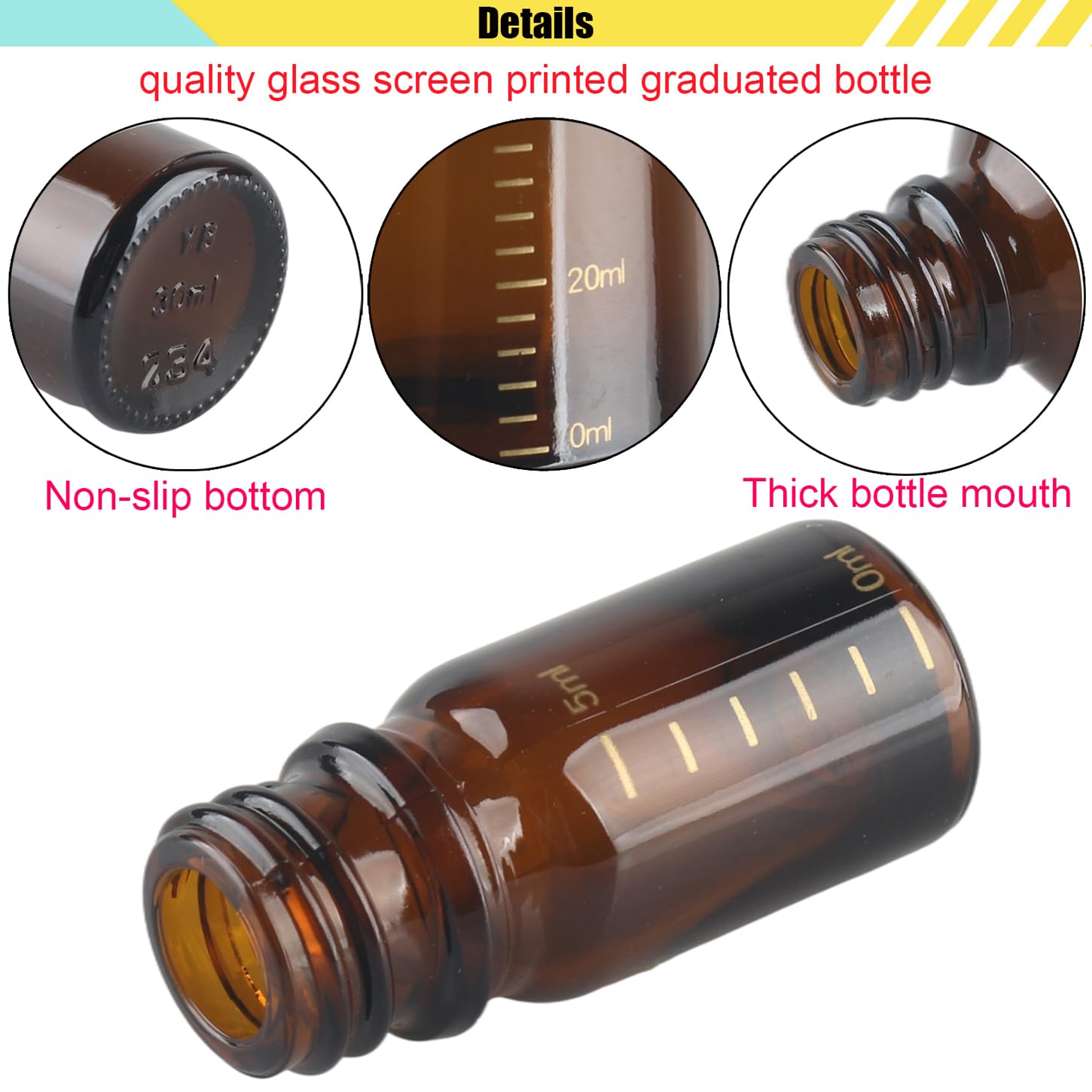 24 Stück 5ml Leere Braunglas Abgestufter Tropfflasche mit Messpipetten Weiß Originalitätsverschluss, Stichprobe Glaspipette Tropfflasche für Aromatherapie ätherische Öle