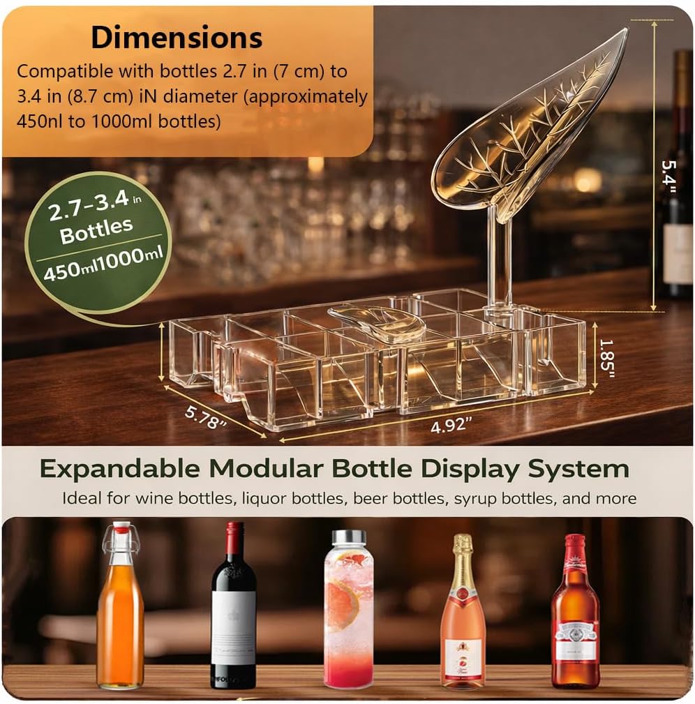 2 Pack Modular Bottle Display Shelf for Home & Bar,Countertop Wine Rack,Expandable Wine Bottle Holders, Adjustable Liquor Rack for Wine, Whiskey & Bar Accessories, Wine Rack Fits 2.7–3.4 in Bottles - Image 3