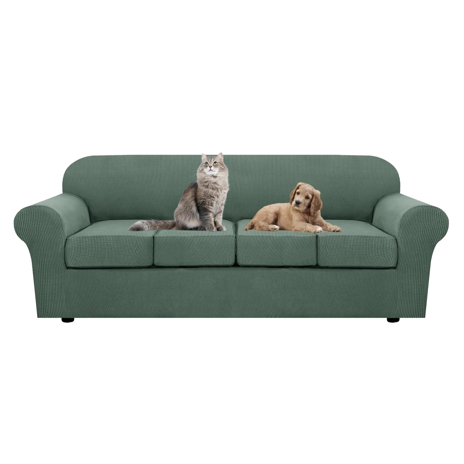 SYLC Ektorp Sofa Cover with Seat Cushions Covers and Backrests Covers Sofa Covers Stylish Stretch Jacquard Couch Slipcover Protector (Green,L Sofa+4 L Seats) — image 1