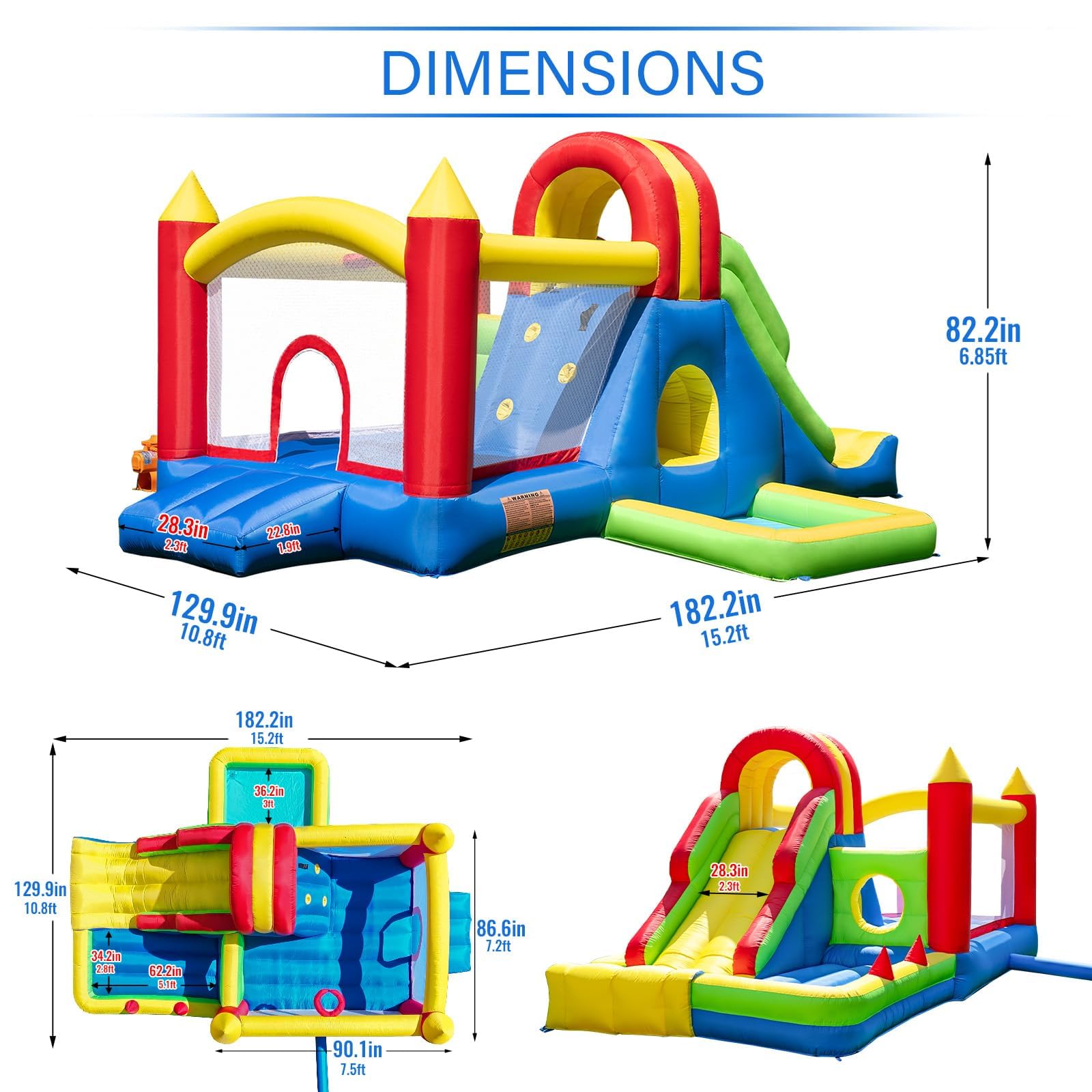 Ballsea Gran Castillo Hinchable para Niños (4,7 × 3,3 × 2,1 m)