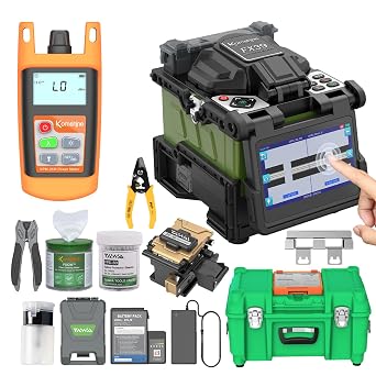 FX39 Fiber Optic Fusion Splicer Touch Screen with 6 Motors, Fusion Splicer with Large Battery Capacity 7800mAh, Core Alignment Splicer 6S Splicing +Self Calibration Fiber Power Meter
