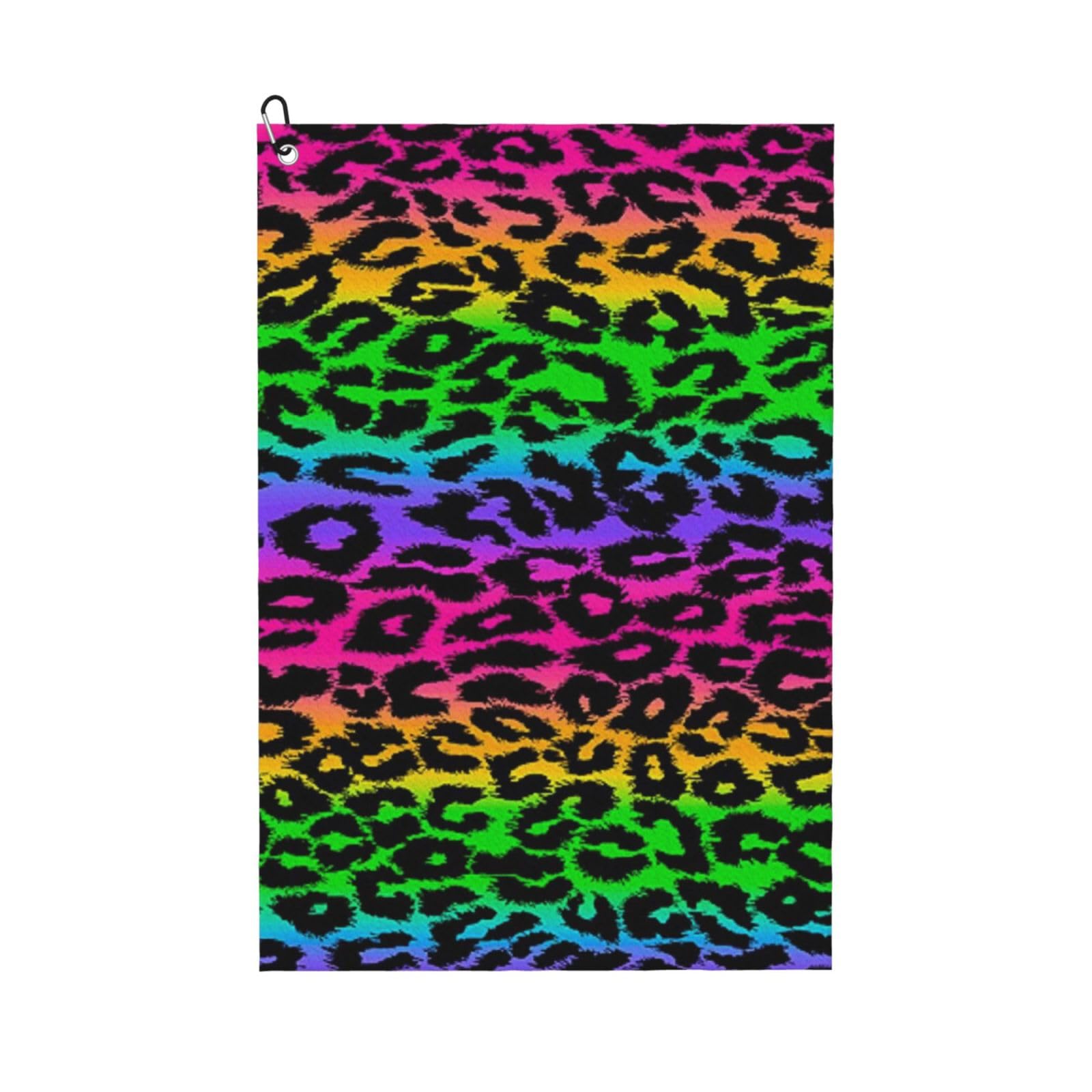 Hnnkloy Rainbow Leopard Print, 16x24 in Portable Waffle Golf Towels with Carabiner Clip for Golf Bag