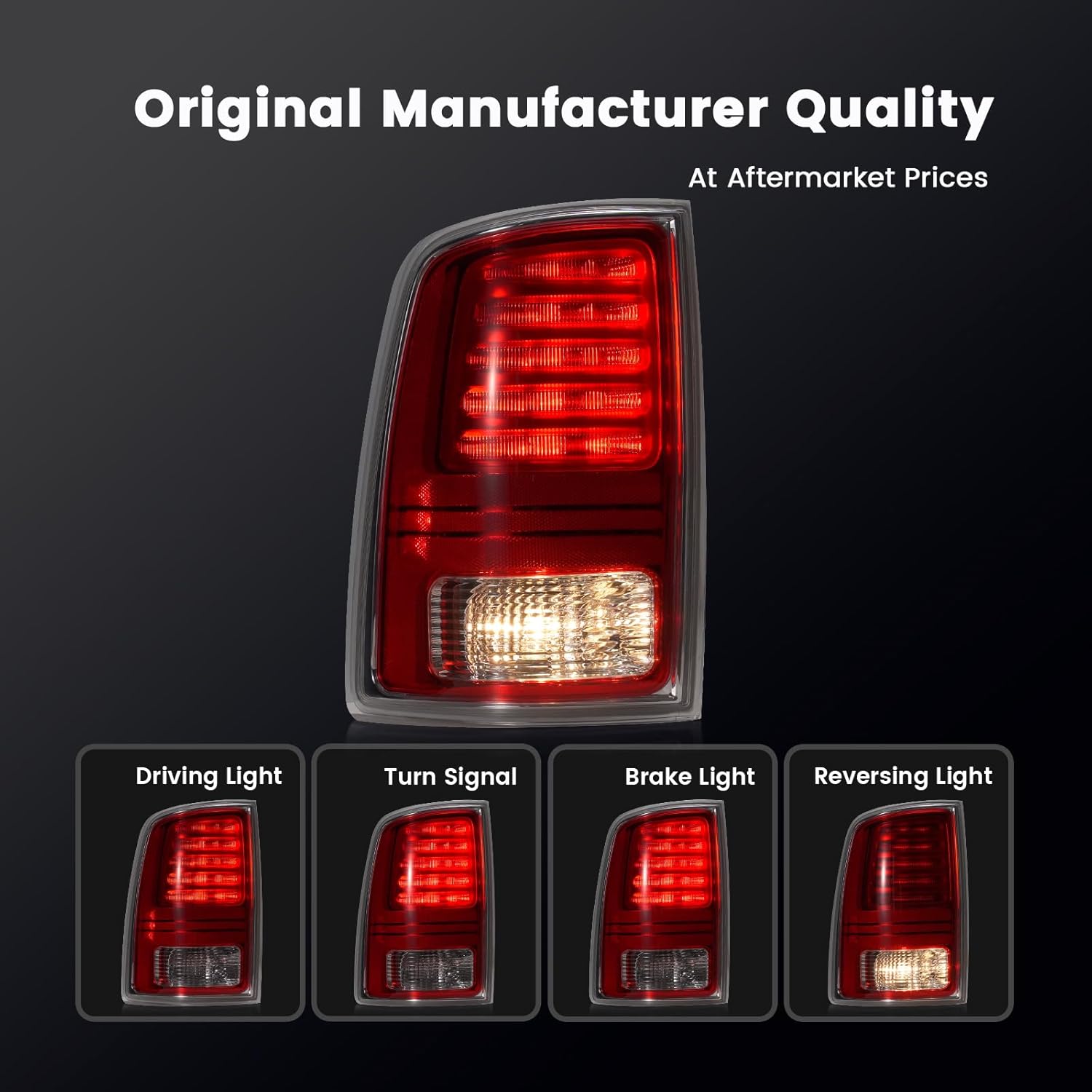 Pair Led Tail Light Compatible with 2013-2018 Dodge RAM 1500 2500 3500 Limited/Longhorn/Laramie Pickup Chrome Housing Taillights Rear Brake Turn Signal Lamps Assembly Replacement (Clear Lens)