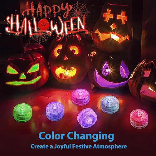 Miniatura 38 de Luces LED sumergibles azules, mini luces de té impermeables, luces LED de 100 horas, luces subacuáticas para decoración de farol, Halloween
