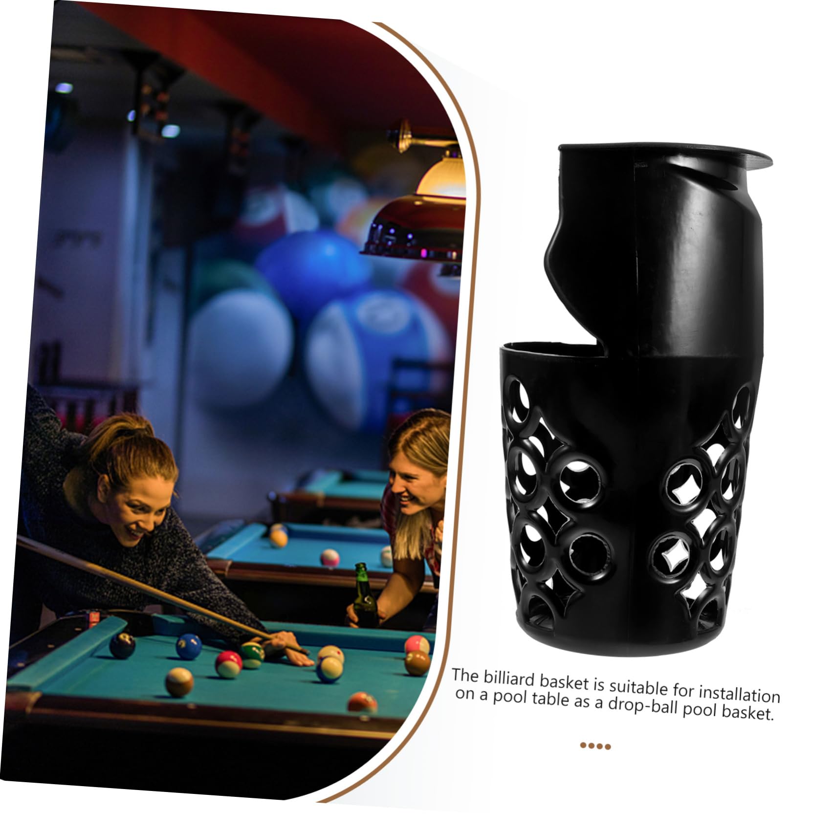 Milisten Cesta Lateral para Mesa de Billar con Bolsillos Desplegables Snooker PP Almacenamiento
