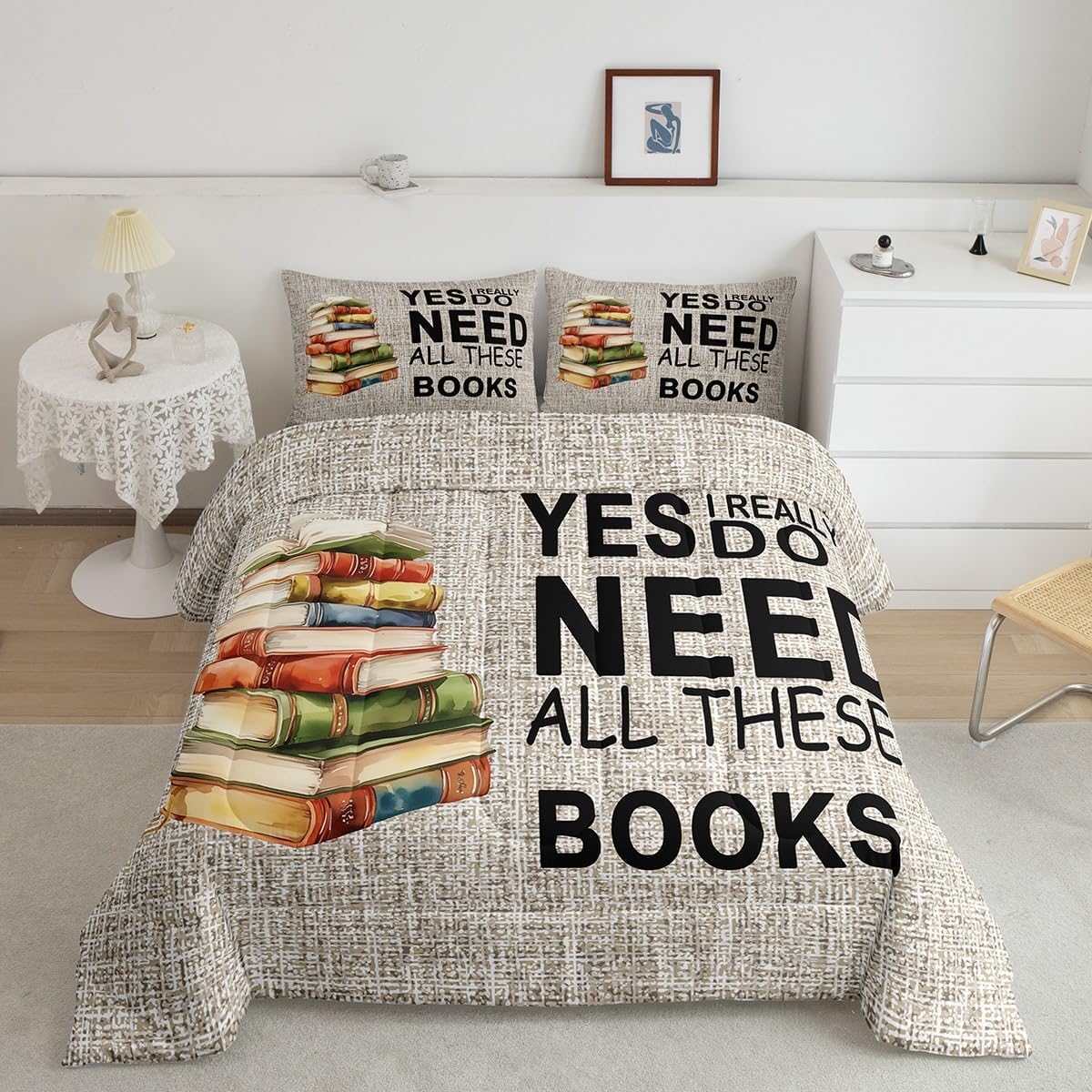 Castle Fairy Set di biancheria da letto con motivo libri per adolescenti, per letto matrimoniale, per amanti dei libri, decorazione per la camera da letto di bambini, ragazzi e ragazze, inserto per