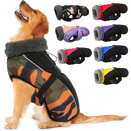 IECOii Extra Warm Coat - Reflective & Adjustable Dog Jacket - Fleece Turtleneck for Cold Weather - Sizes Small to Extra Large