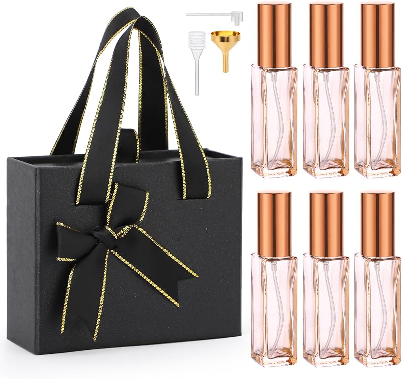 Segbeauty Frascos Atomizadores Recarregáveis para Perfume, 6 unidades de 10 mL com Caixa Preta