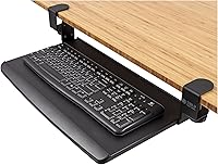 Vista 11 de Stand Up Desk Store - Bandeja para teclado ajustable y retráctil compacta con abrazadera para colocar debajo del escritorio, aumenta la comodidad