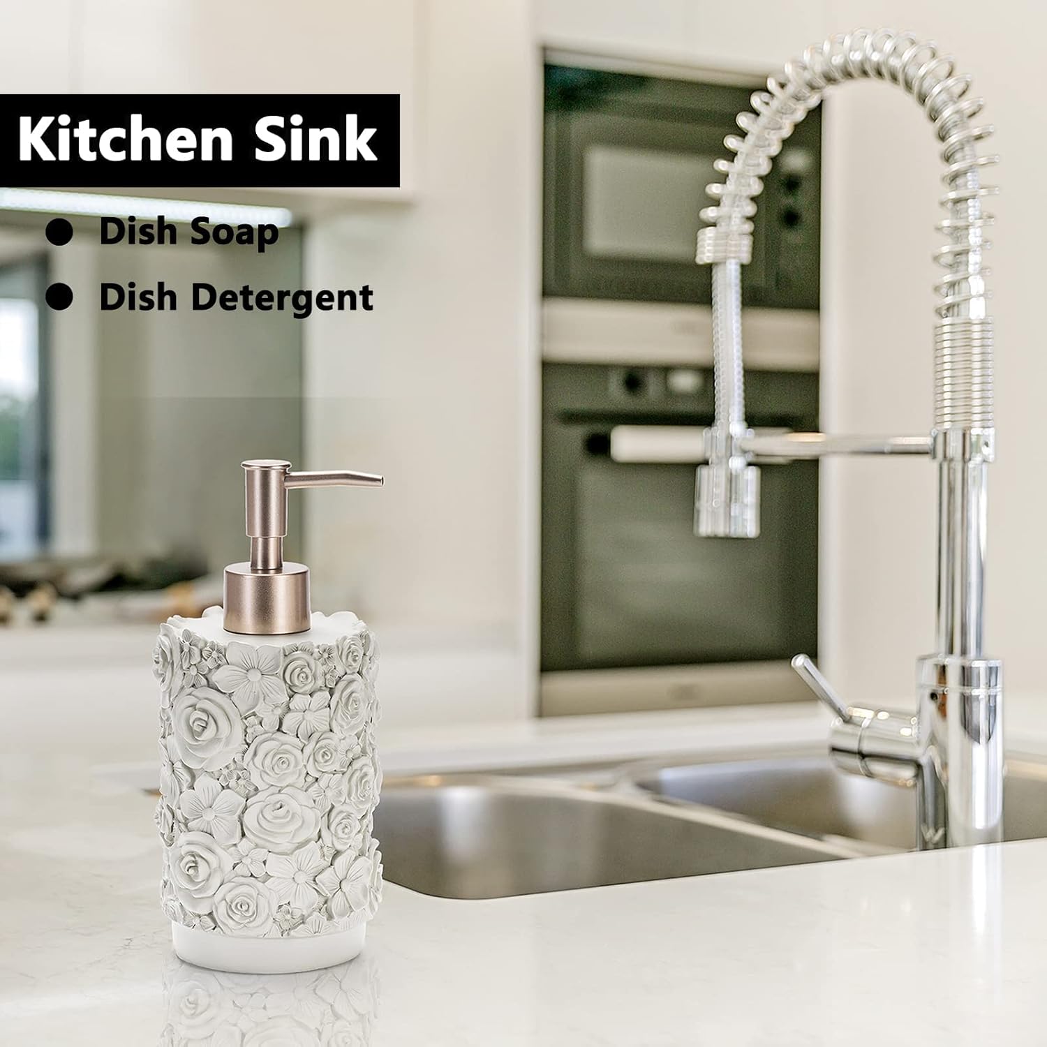 Easy Tang Resin Hand Soap Dispenser for Bathroom Kitchen 14 OZ - Refillable Wash Hand Liquid, Dish Detergent, Shampoo Lotion Bottle with Sliver Brushed Pump (Grey) Gray