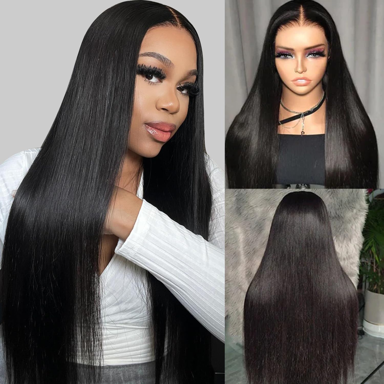 FIRIEYAWear and Go Glueless Wigs Human Hair Pre Plucked Pre Cut 180% Density Straight Lace Front Wigs 4x4 Closure Wigs Human Hair for Women 22 Inch