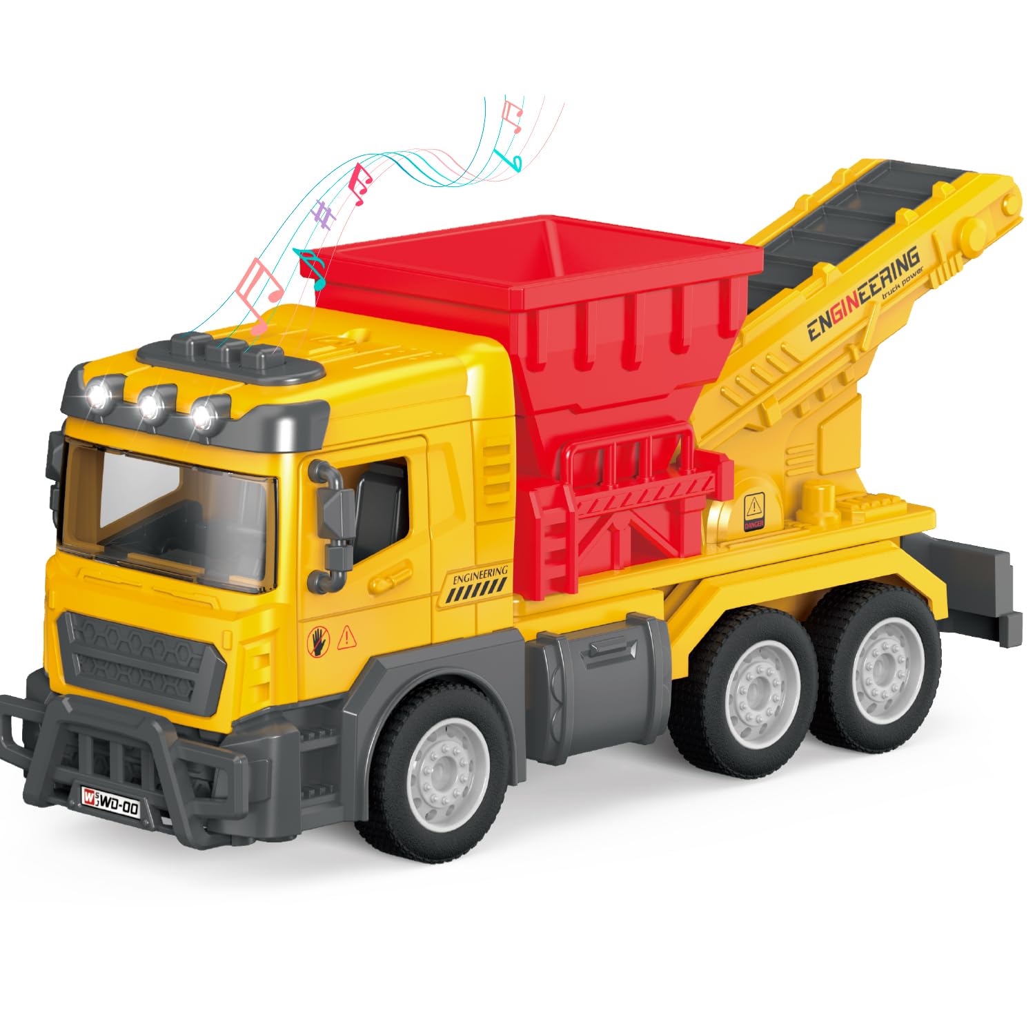 lonfypeng Toddler Construction Trucks, Kids Sand Conveyor Truck with Conveyor Belt & Dumping Function, Push-and-Go Vehicle for Boys Girls Age 3 4 5 6, Birthday for Toddlers