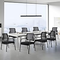 Vista 7 de Sillas de oficina sin ruedas Soporte lumbar ergonómico y cojín de asiento grueso, silla de escritorio con respaldo de malla ajustable para sala