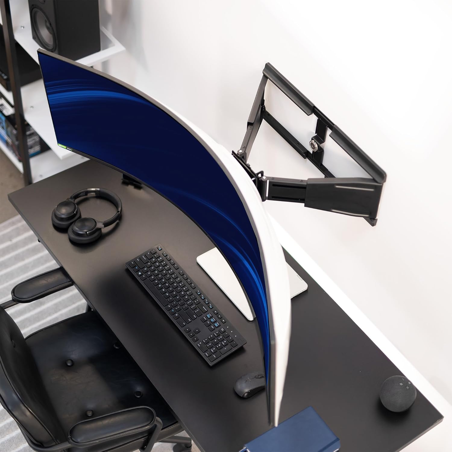 VIVO Telescoping Ultrawide Monitor Wall Mount, Fits up to 49 inch Ultra-wides, Holds 44 lbs, Adjustable Low Profile VESA Bracket, Black, Mount-VWLP2