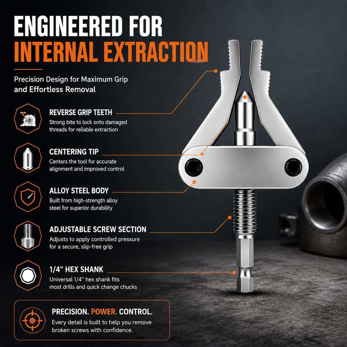 Broken pipe extractor dimensions and specifications