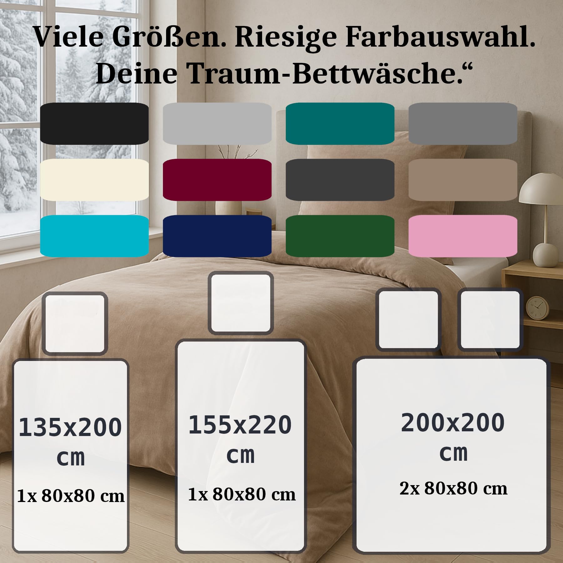 MALIKA Winter Plüsch Bettwäsche Nicky-Teddy Cashmere Coral Fleece 135x200 155x220 200, Größe:200 x 200 cm, Designe:SCHWARZ