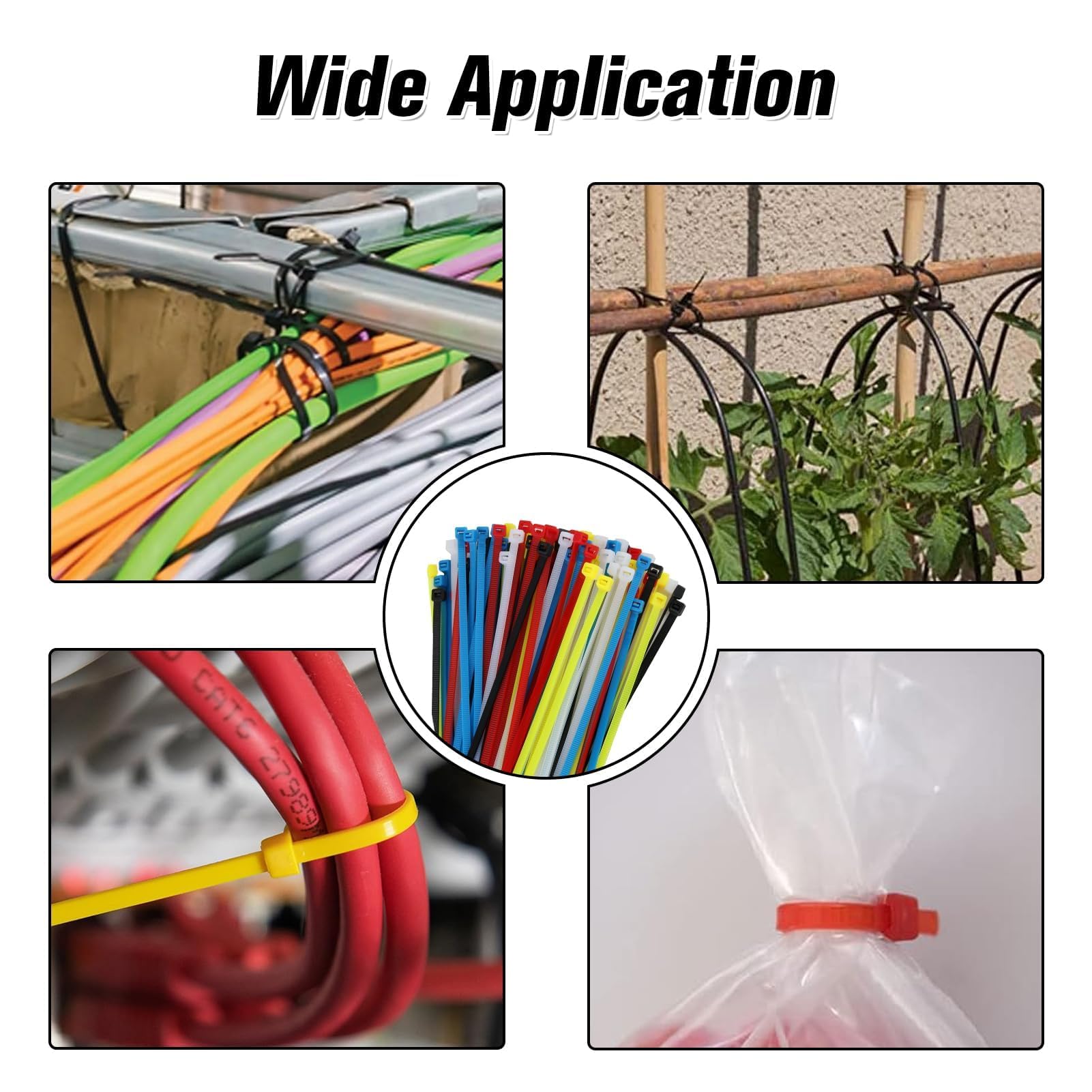 100 Pièces Collier De Serrage Blanc Plastique Réutilisables, 400mm X 7