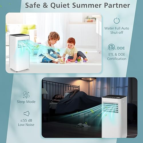 Miniatura 4 de GOFLAME Aire acondicionado portátil de 10000BTU, unidad de refrigeración de CA con ventilador y deshumidificador, temporizador de 24 horas, pantalla