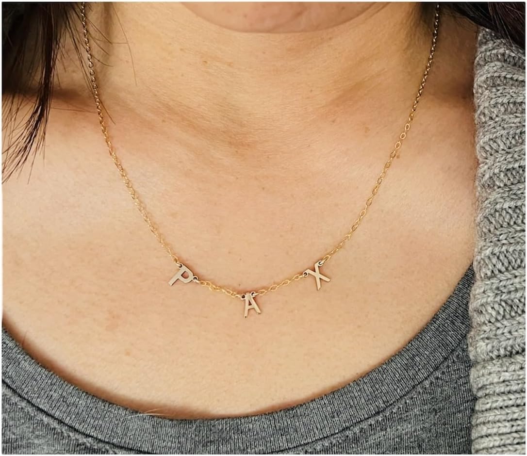 SPACED Letter Name Necklace – 14k Gold Fill, Rose Gold Fill, or Sterling Silver – Personalized Dainty Jewelry – Handmade Custom Name Pendant – Gift for Her