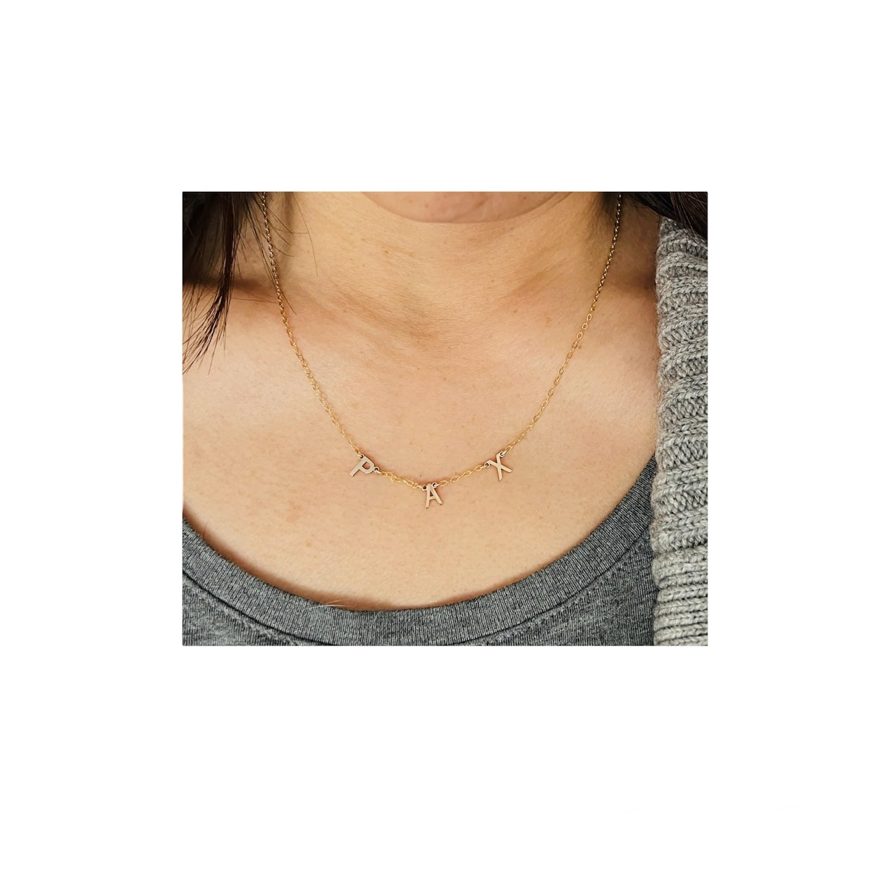 SPACED Letter Name Necklace – 14k Gold Fill, Rose Gold Fill, or Sterling Silver – Personalized Dainty Jewelry – Handmade Custom Name Pendant – Gift for Her