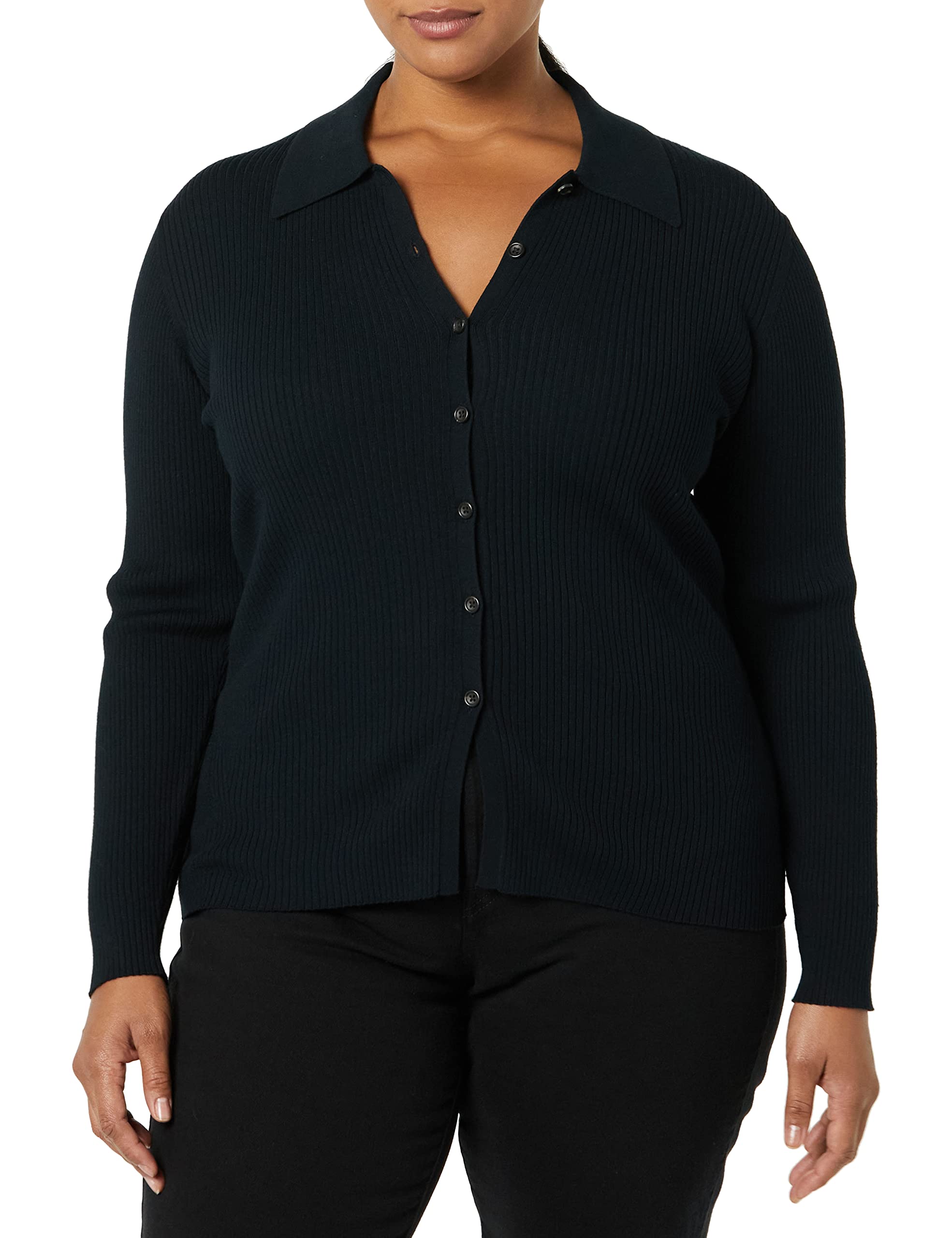 Amazon EssentialsWomen's Fine Gauge Stretch Polo Ribbed Cardigan (Previously Daily Ritual)