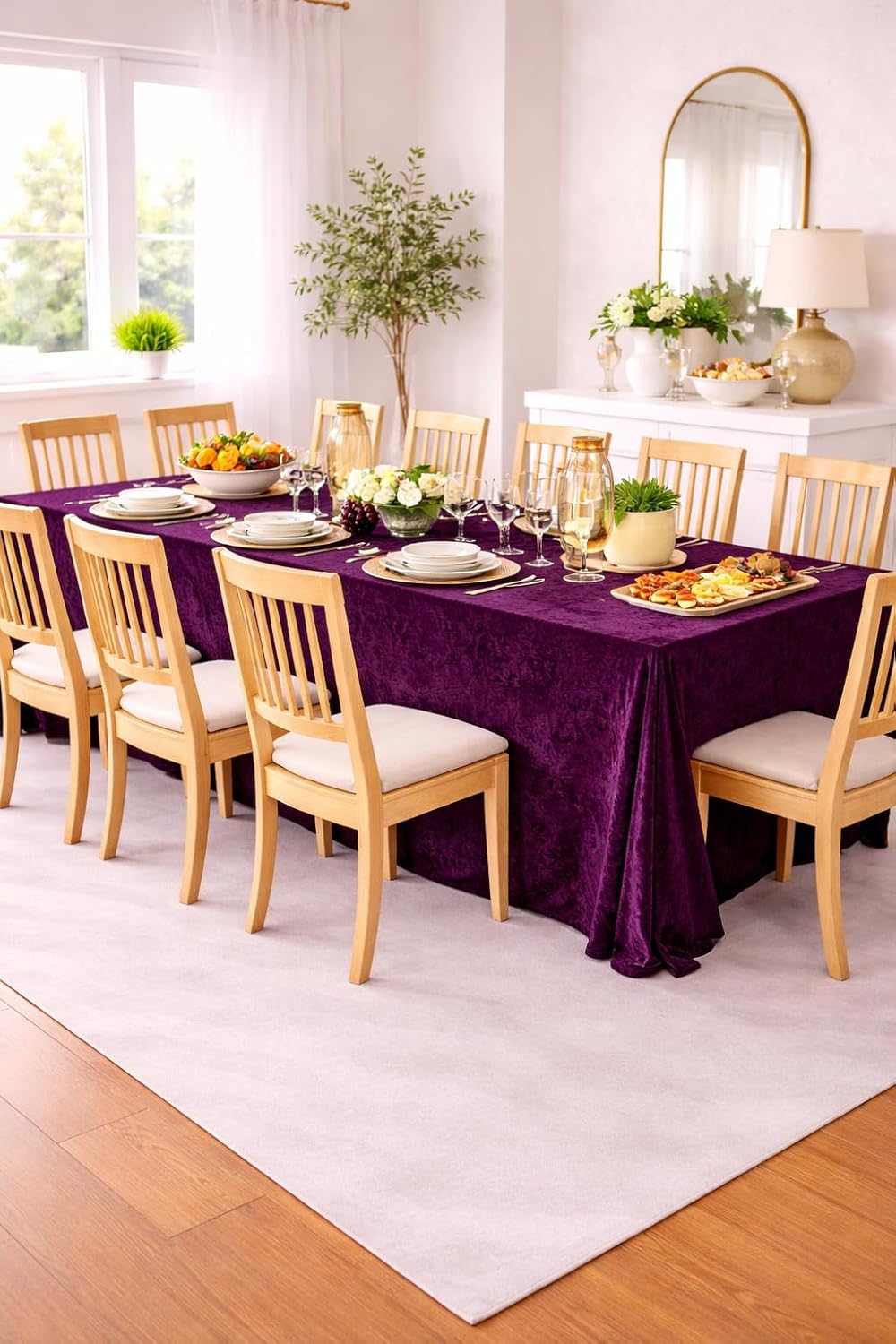 AK TRADING CO. Lush Panne Velvet Rectangular Tablecloth 90 x 132 Inch – Elegant Velvet Table Cover for Buffet Tables, Weddings, Holiday Dinners & Special Events (Plum, 90 x 132 Inch)