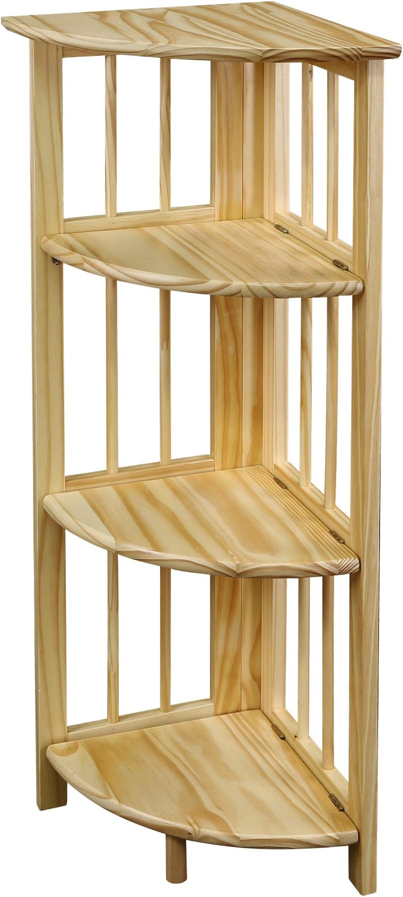Casual Home Mission 4-Shelf Folding Solid Wood Corner Bookcase, Natural (New)
