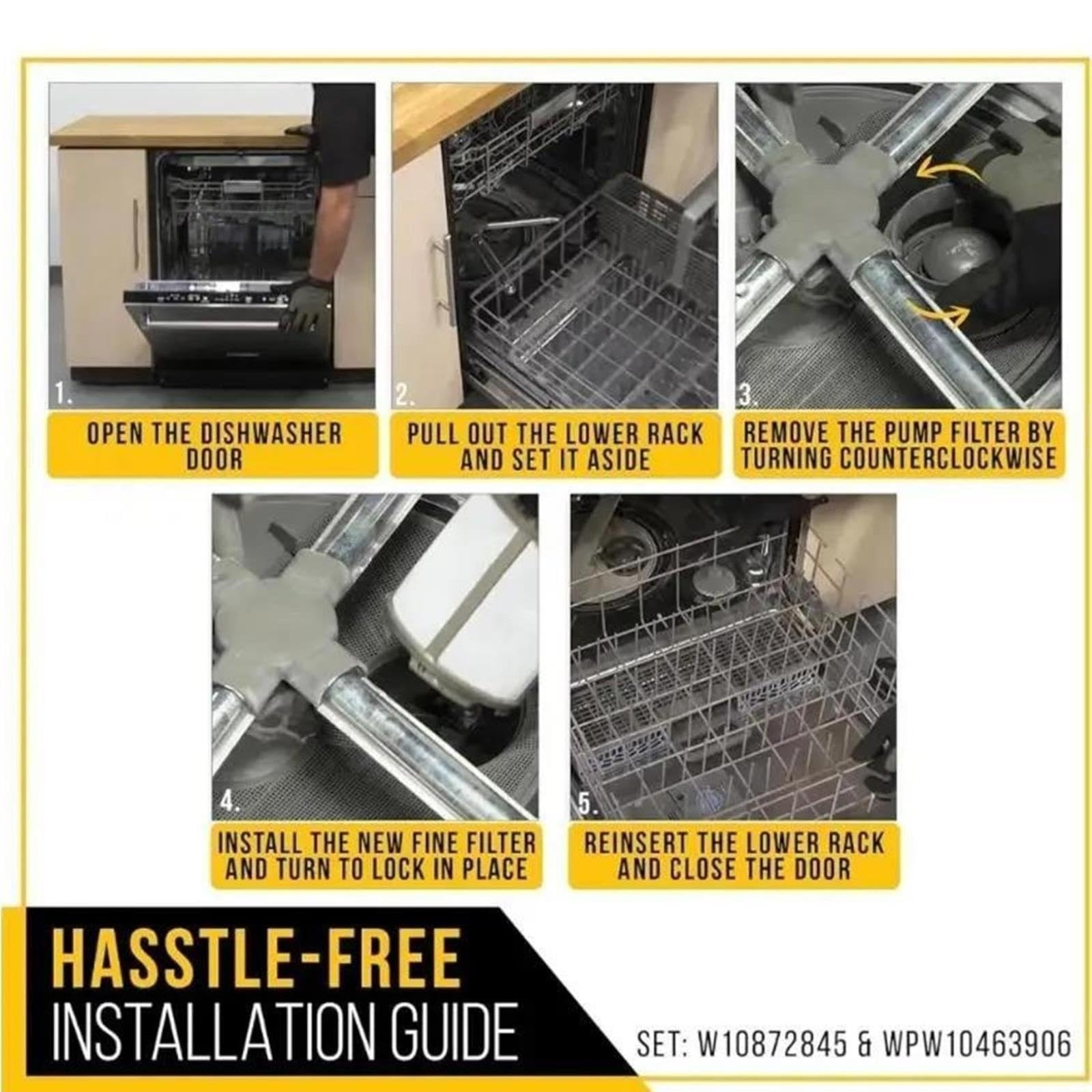 Filtro Lavavajillas W10872845 Compatible Con KitchenAid KDFE104DBL4