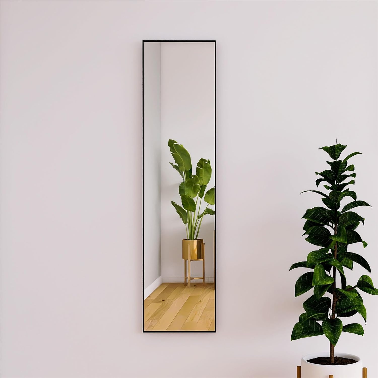 Beauty4U Full Length Mirror for Wall, 120 x 30 cm Black Metal Frame