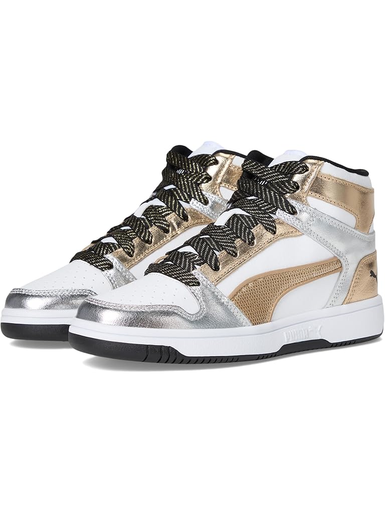 Silver PUMA Rebound Layup Mid Shoes (Big Kid)