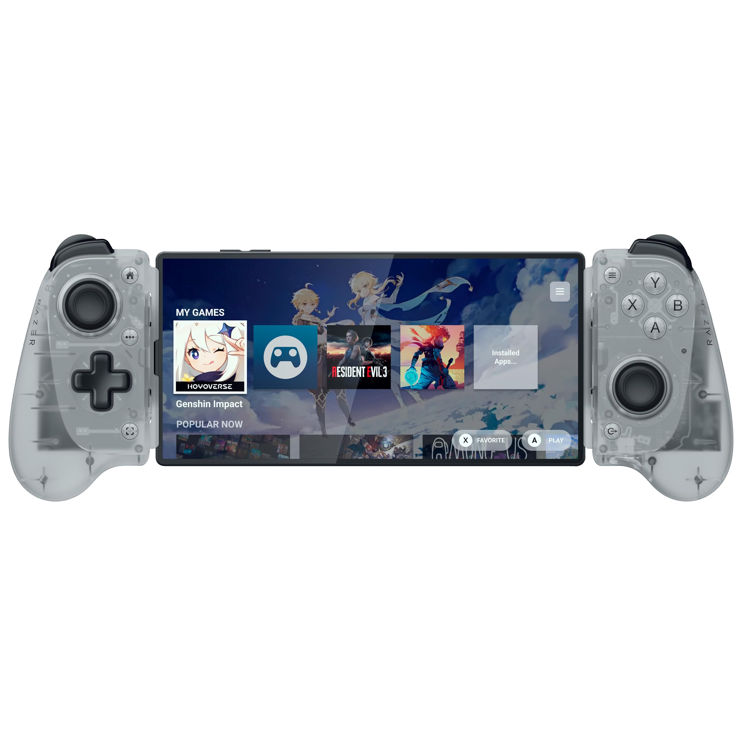 Razer Kishi V3 Phantom White - Manette Mobile Pleine Taille pour Smartphones iPhone et Android - Plug-and-Play USB-C - Sticks analogiques Anti-Drift - 12 Boutons - HD Haptics | Édition Phantom White