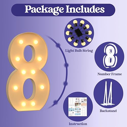 Miniatura 92 de Números iluminados grandes de 4 pies, números de marquesina 2 para decoraciones de cumpleaños de 21 para niños y niñas, números gigantes iluminados