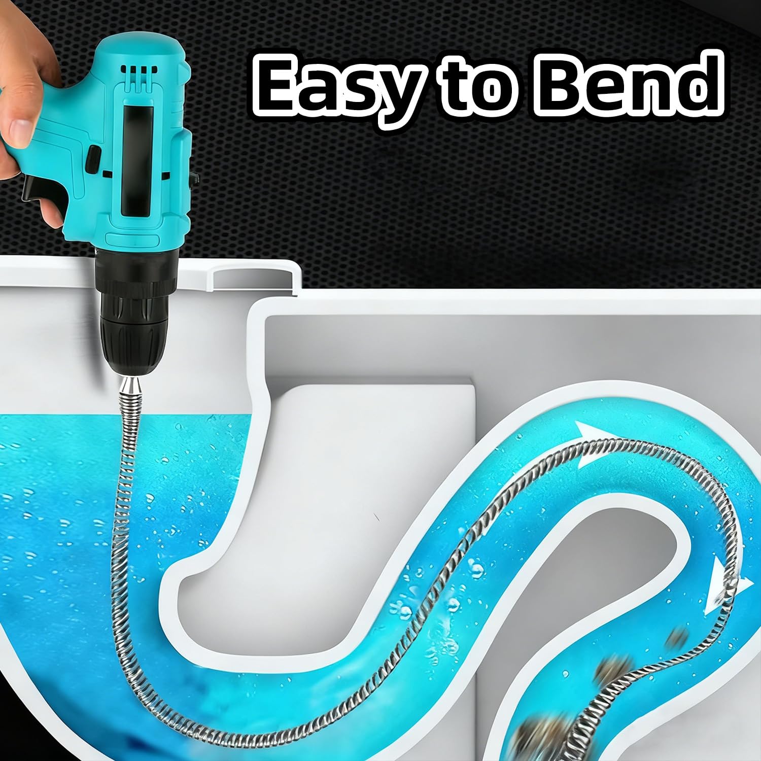 Sonda Sturatubi per Trapano,Kit 3 Pulitori a Spirale per Tubi 10 mm, 1m/2m/4m, Sturatubi Flessibile per Lavandini e WC,per Trapano Adattatore Elettrico Manuale Ostruzioni Ostinate Rimuove Capelli