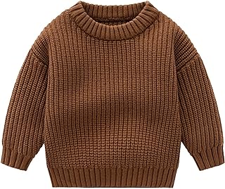 Niños de manga larga cuello redondo sólido suéter de punto sólido ropa de invierno para niñas y bebés tops ropa zapatos