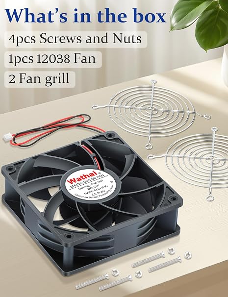 Wathai 1238 48V DC Brushless Cooling Fan 2Pin 120mm x 38mm Industrial Fan Dual Ball
