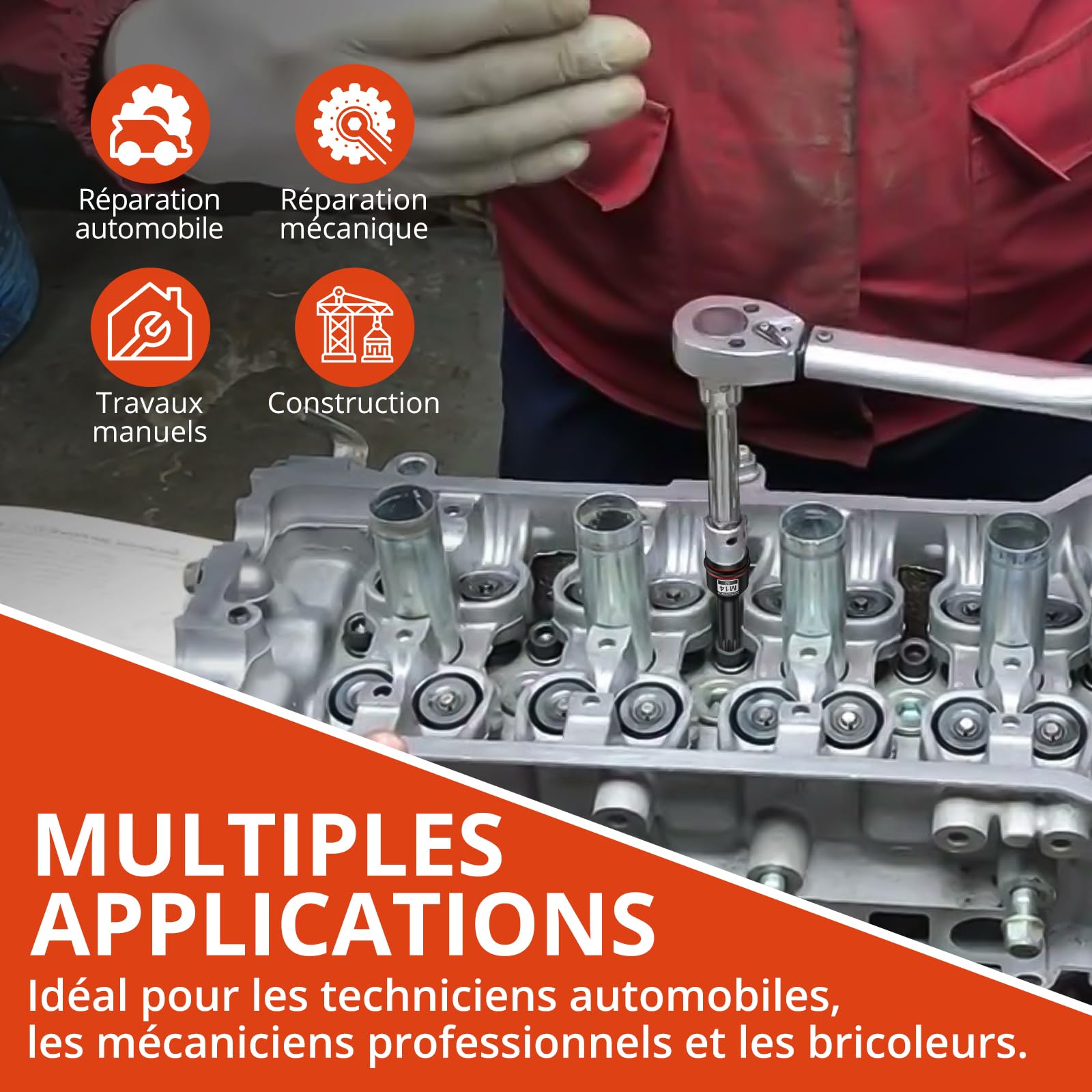 GETLITOOL Lot de 10 douilles à impact XZN en acier S2 triple carré, taille marquée et étui M5-M18 pour réparation automobile et entretien mécanique