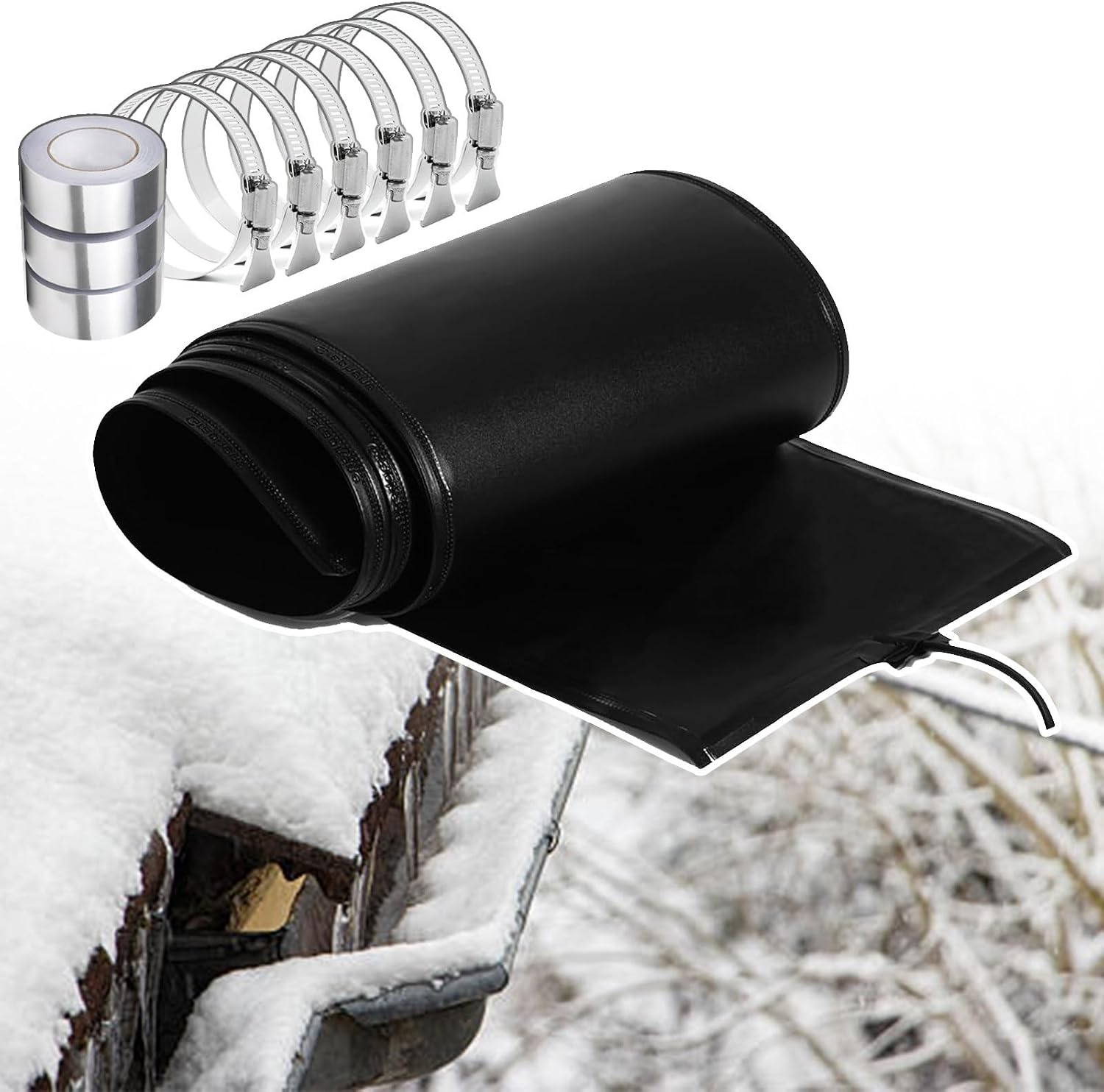 Roof Heat Panel for Ice Dams, Flexible Snow Melting Heat Mats for Roof & Gutters, Electric Heated Roof De-Icing Kit, Available Size 760-75cm, Plug-and-Play, with Installation Kit,180cm/5.9ft