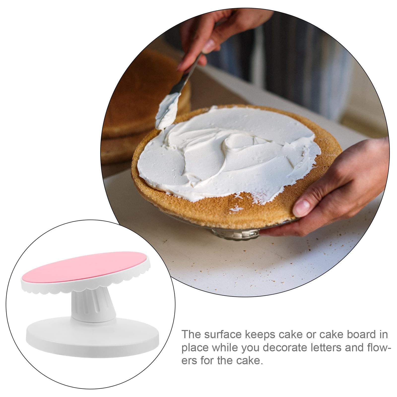 Mesa Giratoria Función Rotativa Pasteles de Plástico Rosa para Rebabas y Adecuado para Decoración de Cerámica Repostería Creativa