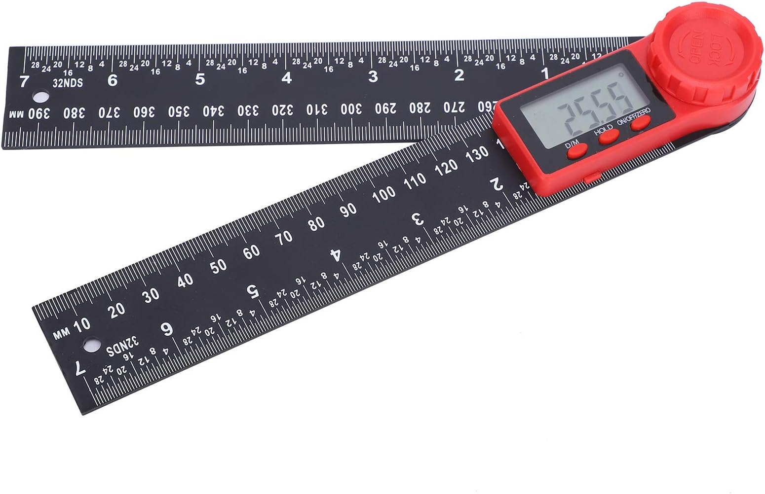 Haofy Electronic Digital Angle Ruler 360 Degree Protractor Measurement Tool for Carpentry Enthusiasts Portable Digital Ruler for Home Use ABS Black/White