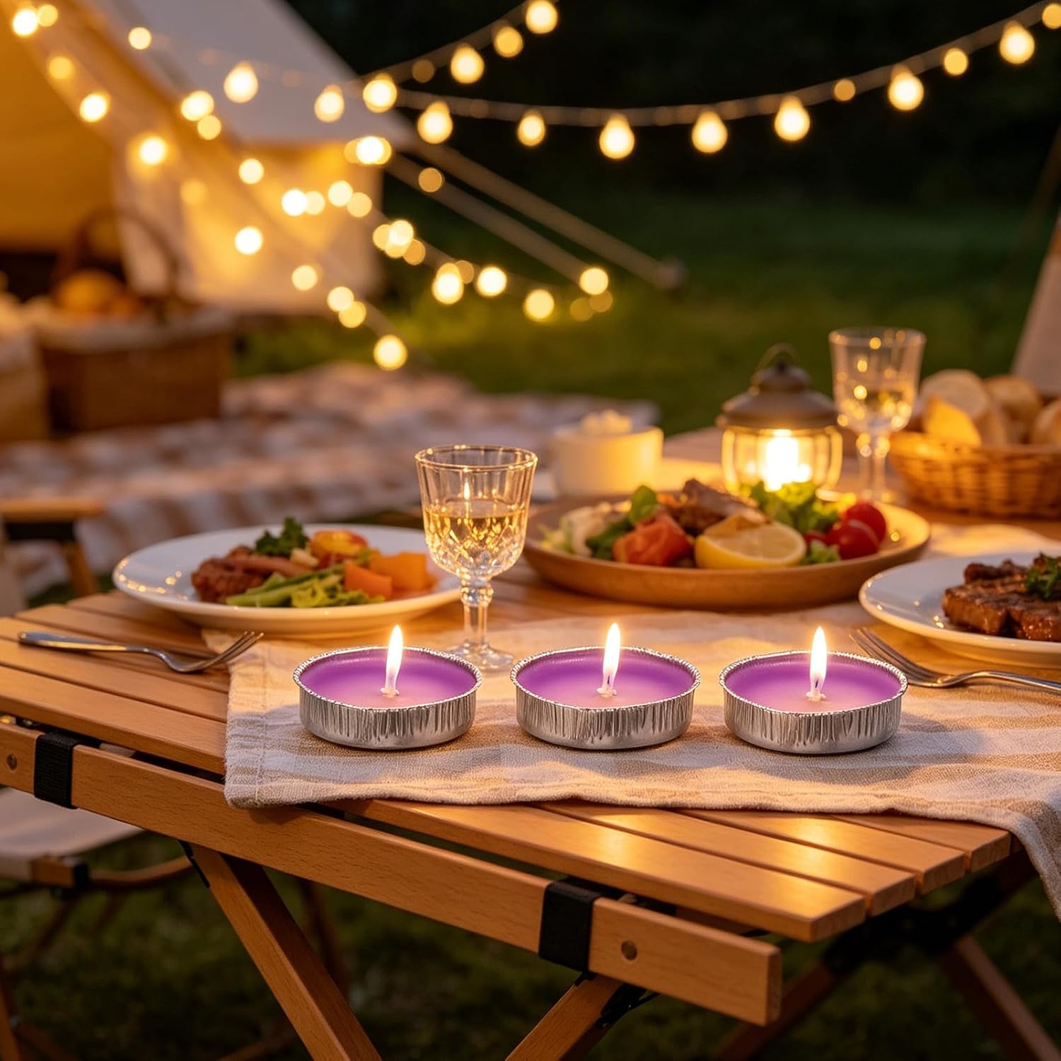 Operitacx 50Pcs Tea Lights Candles: Smokeless Tealight with Cotton Wick - Unscented Long Burning Candles for Wedding Anniversary Vow Renewal Romantic Dinner Table, Pocket Sized