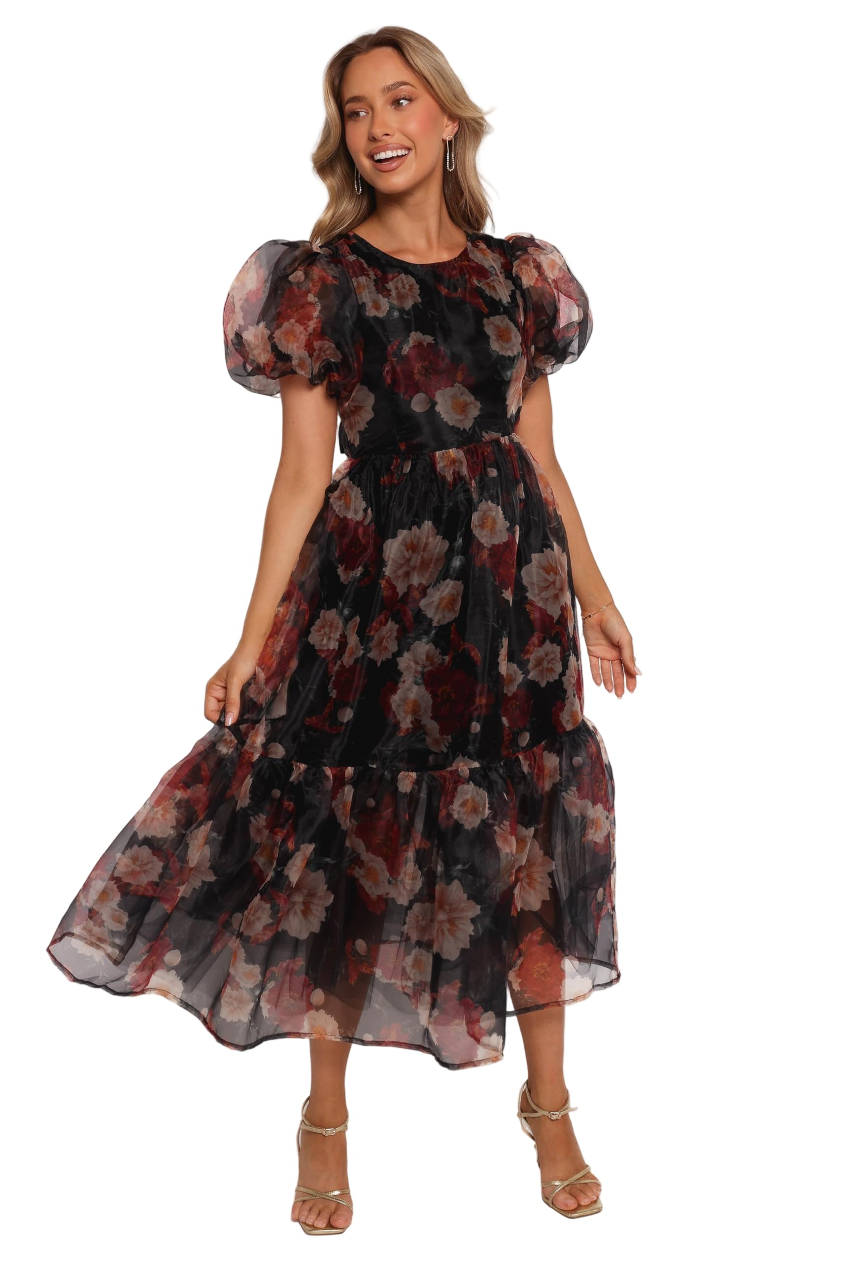 Photo 1 of Petal & Pup Women's Elspeth Midi Dress-Black Floral