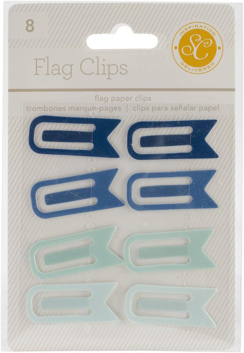 Studio Calico Essentials Flag Clips, 0.5 by 1.25-Inch, Blue and Aqua, 8-Pack